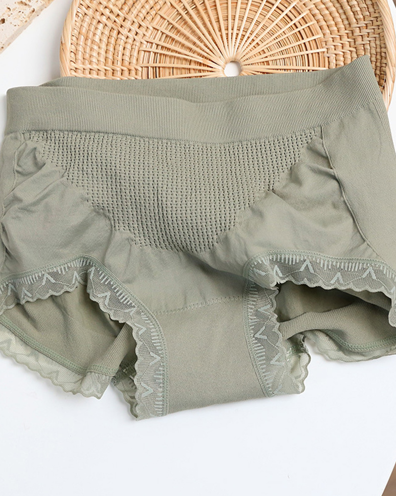 High-Waisted Lace Honeycomb Tummy-Control And Hip-Lifting Briefs-Curvy-Faja