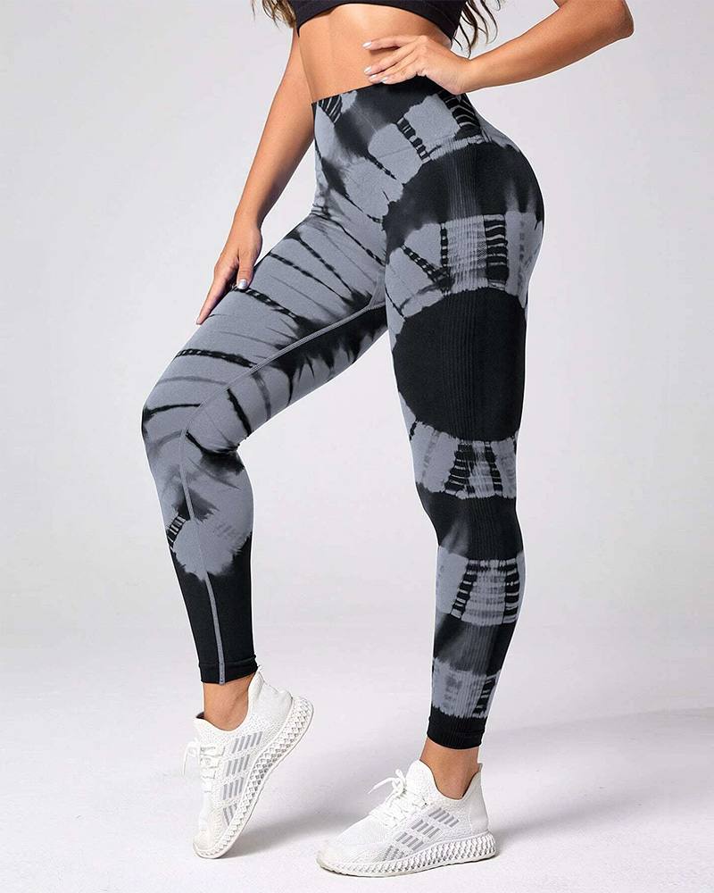 CURVY-FAJA | Seamless Tie Dye High Waisted Active Yoga Pants