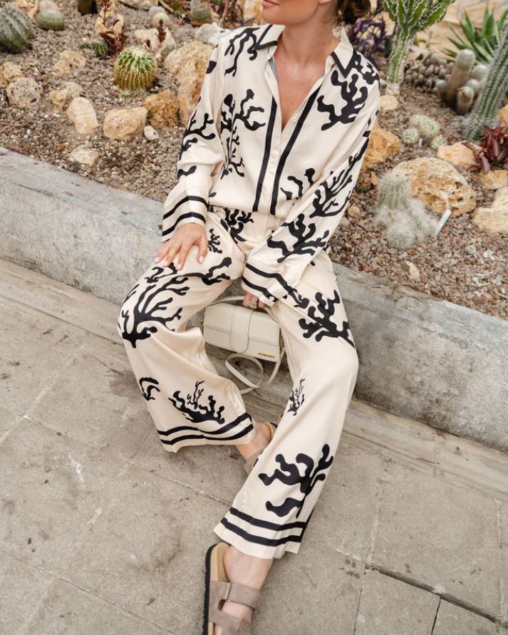 Satin Casual Two Piece Set