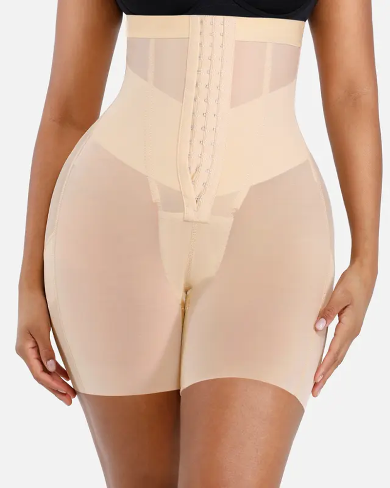 High-Waist Hook-And-Eye Mesh Butt Lifter Shaper Shorts (Pre-Sale)