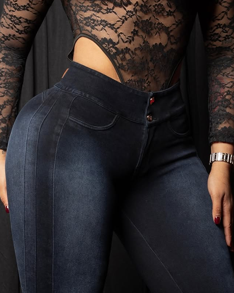 High-Waisted Slim-Fit Jeans