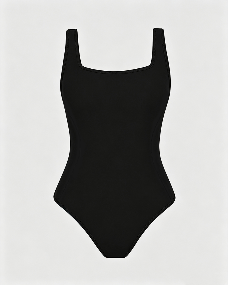 Color Block Side Stripes Lace Up Back Shaping One Piece Swimsuit