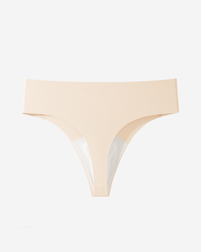 Ice Silk Seamless No Show Yoga Thong Underwear