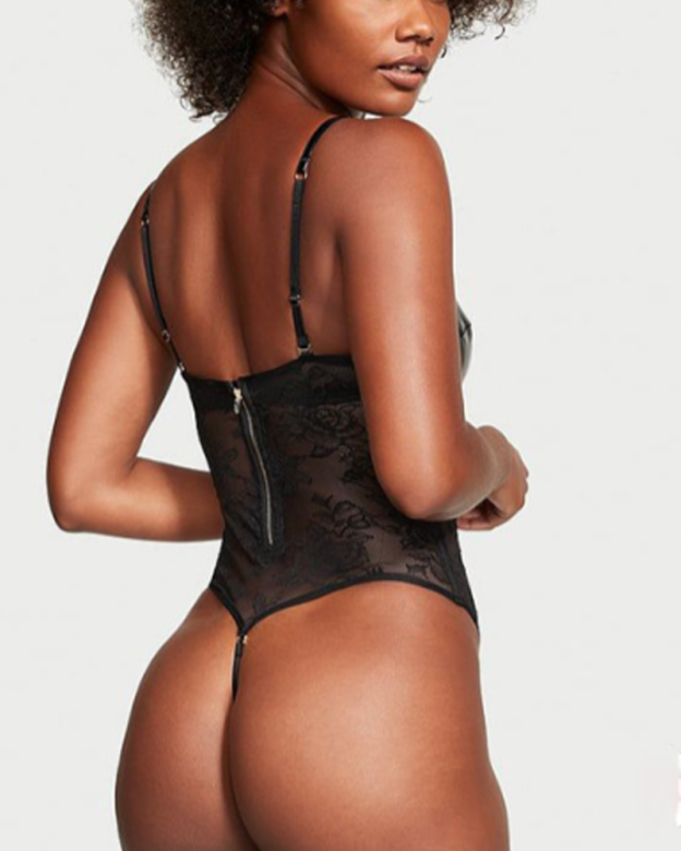 Extremely Sexy Patent Leather Lace Half Cup Bodysuit (Pre-Sale)