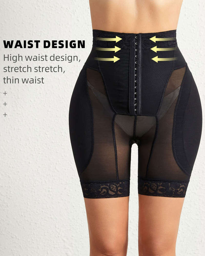 High-Waisted Button-Front Mesh Shaping Panties For Hip And Buttock Enhancement And Tummy Control
