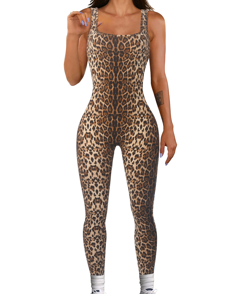 Printed Sleeveless Vest Jumpsuit-Curvy-Faja