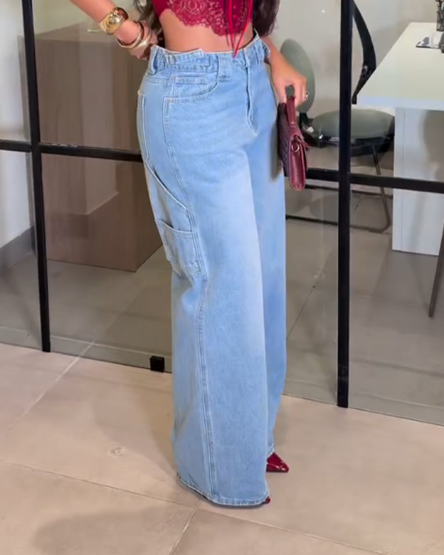 Casual Loose Straight Leg Jeans（Pre-Sale）-Curvy-Faja