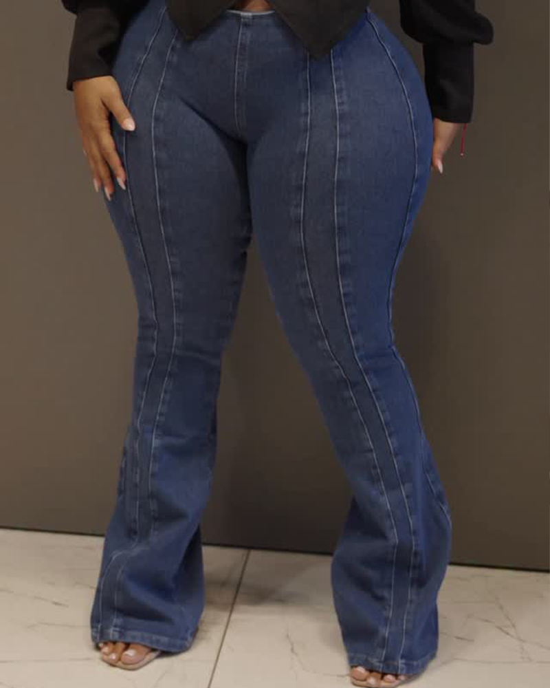 High-Waisted Zip-Up Slim-Fit Jeans (Pre-Sale)-Curvy-Faja