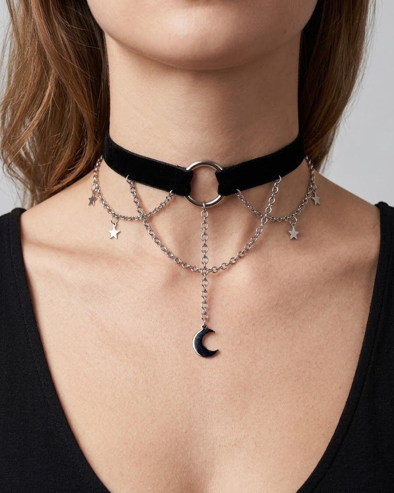 Gothic Velvet Choker Multi Layer Necklace With Spider Web  Spider Pendant Halloween Accessory