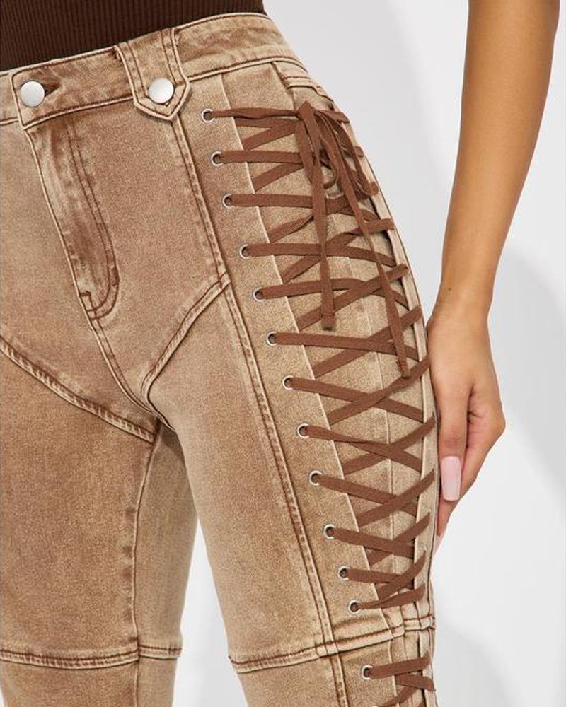 Lace-Up Drawstring Sexy Jeans (Pre-Sale)