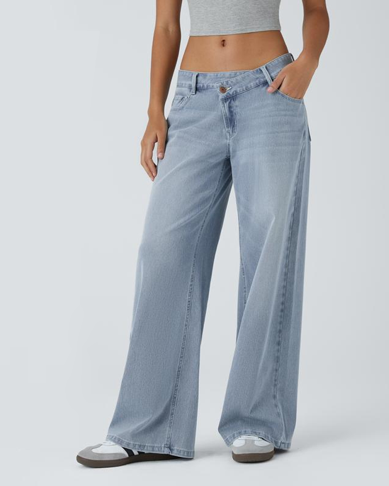 Casual Asymmetrical Straight Leg Jeans
