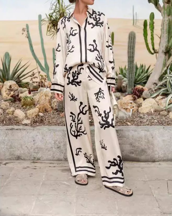 Satin Casual Two Piece Set