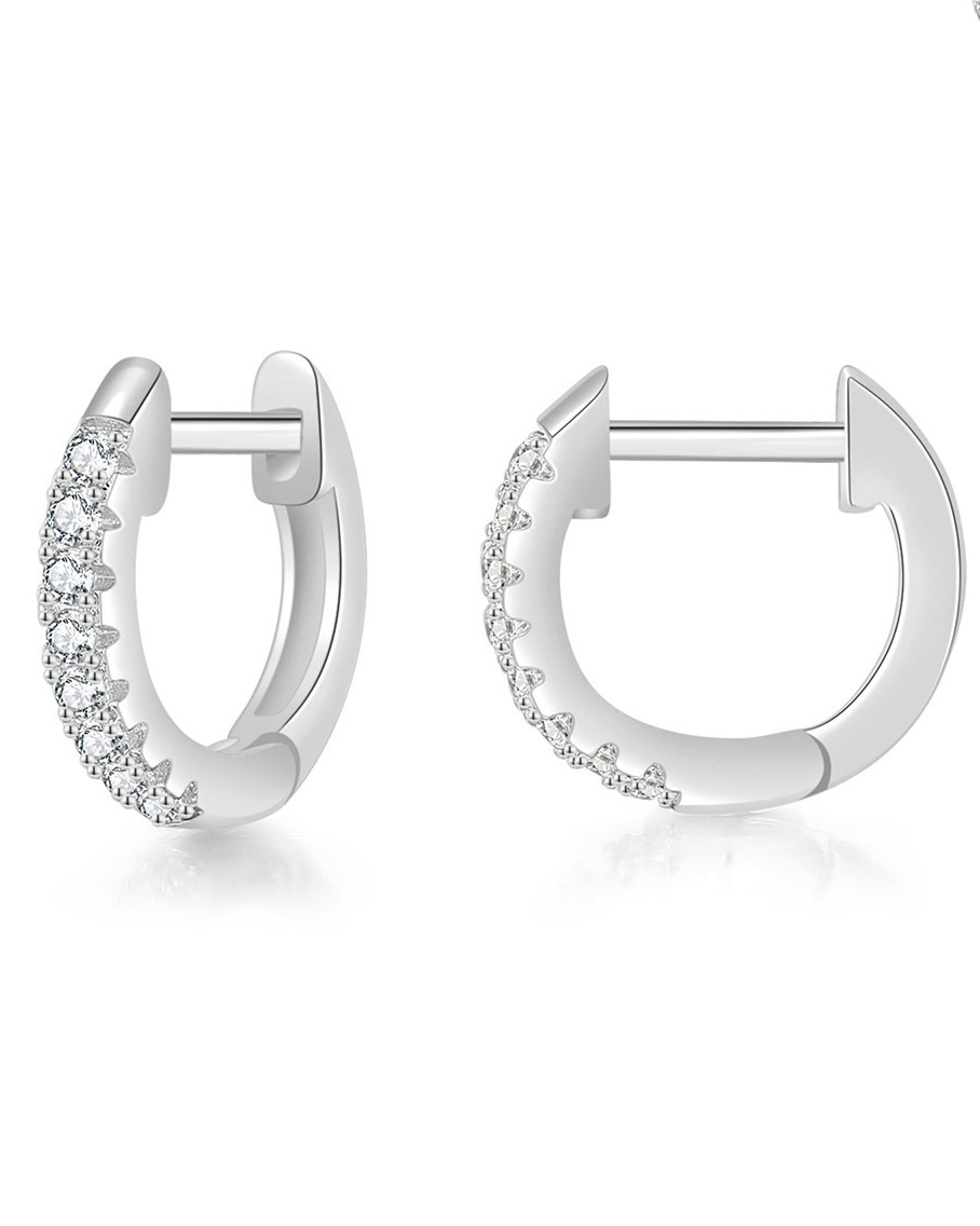 Simple Circle Micro-Paved Single Row Zircon Earrings-Curvy-Faja