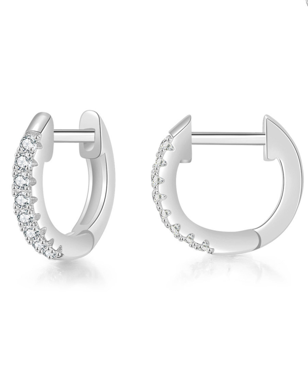 Simple Circle Micro-Paved Single Row Zircon Earrings-Curvy-Faja
