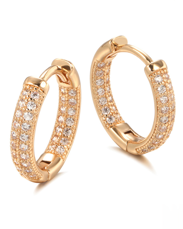 Exaggerated Double Row Sparkling Zircon Earrings-Curvy-Faja