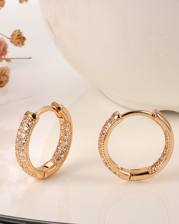 Exaggerated Double Row Sparkling Zircon Earrings-Curvy-Faja