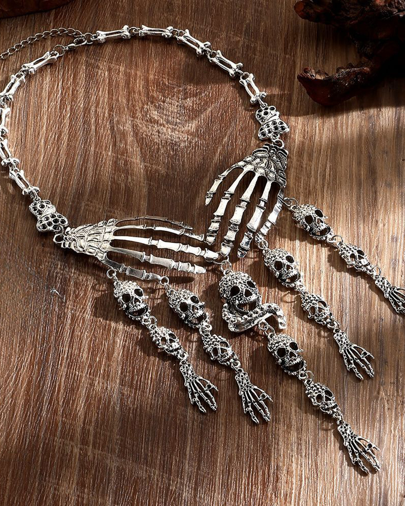 Skull Claw Tassel Necklace Set-Curvy-Faja