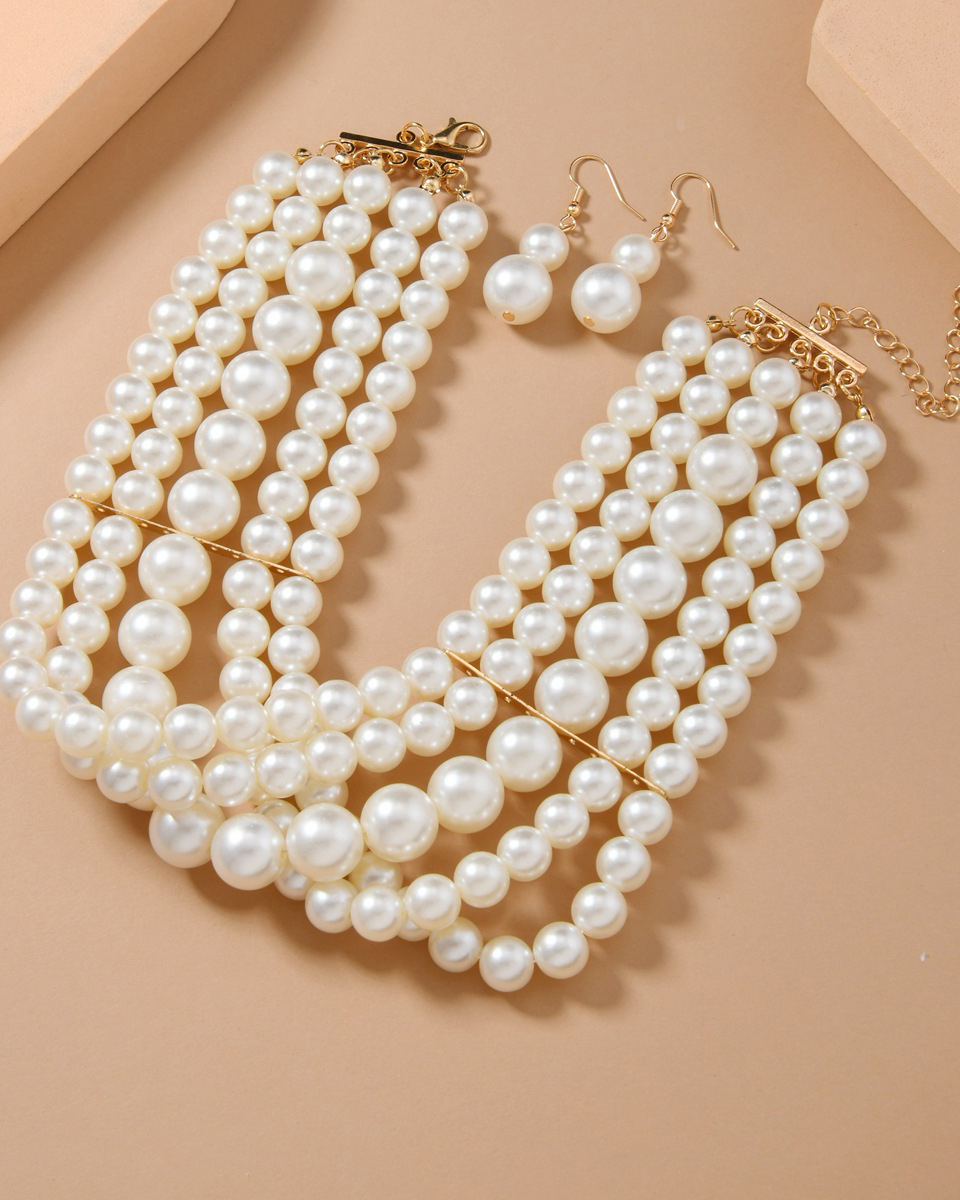 Imitation Pearl Necklace Set-Curvy-Faja