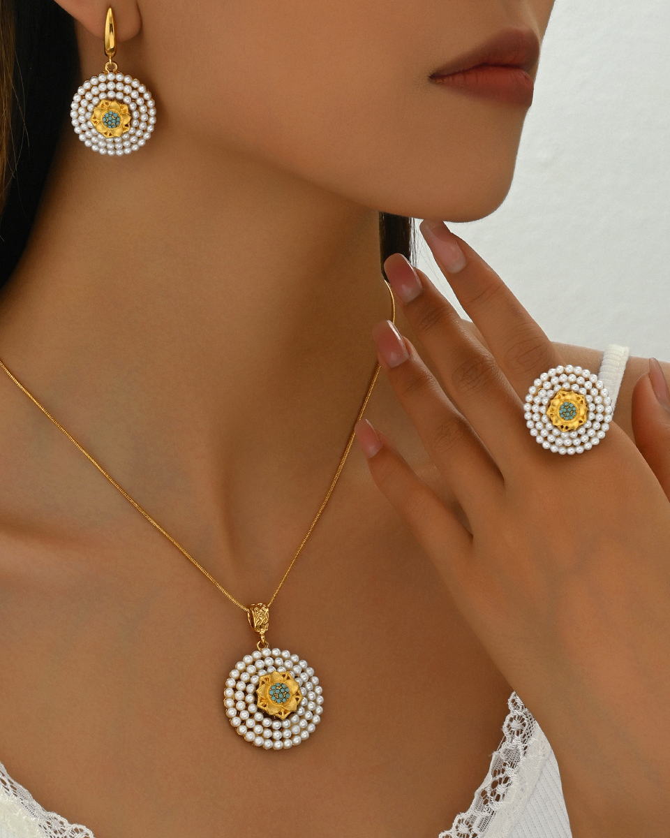 Geometric Pearl Jewelry Set-Curvy-Faja