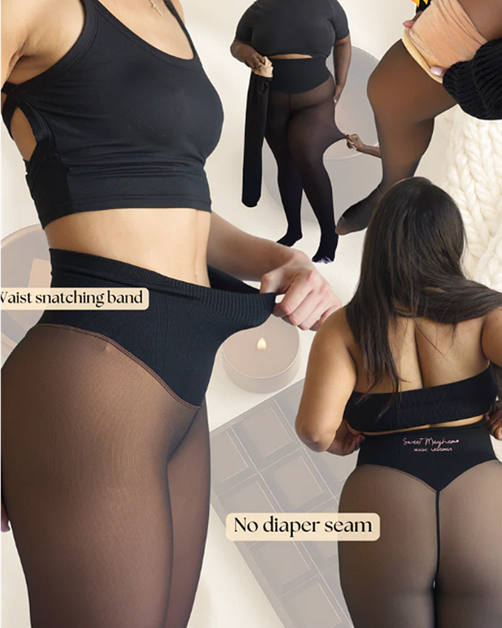 Magic Leggings With Compression Straps And Single Seam-Curvy-Faja