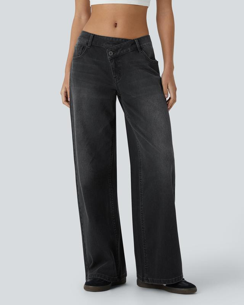Casual Asymmetrical Straight Leg Jeans