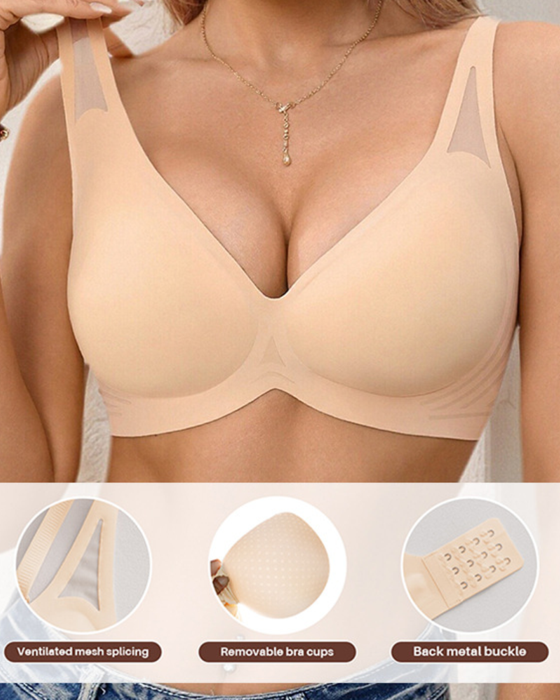 Seamless V-Neck Push-Up Bra