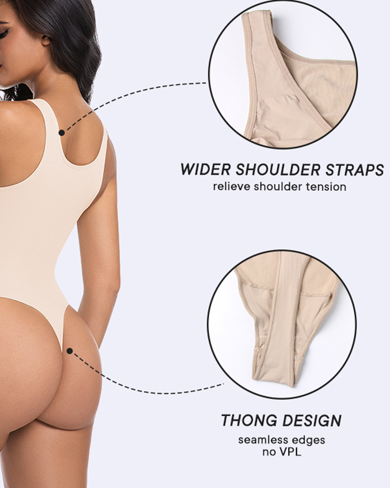 Seamless One-Piece Bodysuit Seamless Tummy Control And Shaping Thong