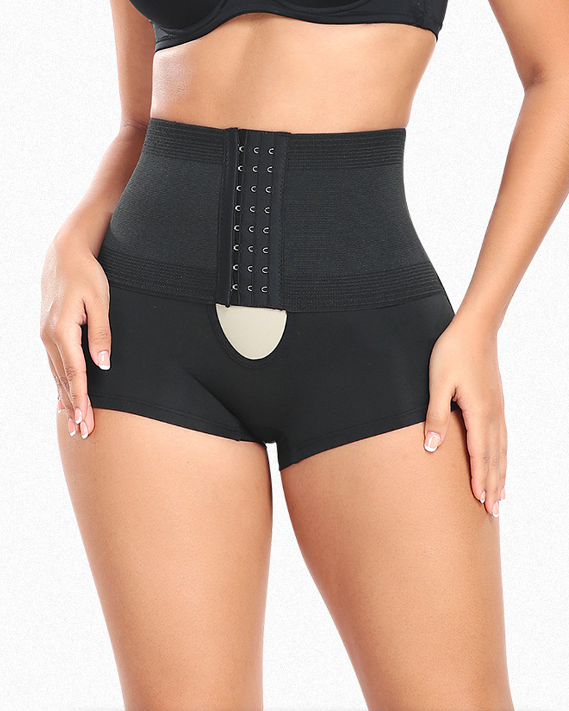 Adjustable High Waisted Shorts-Curvy-Faja