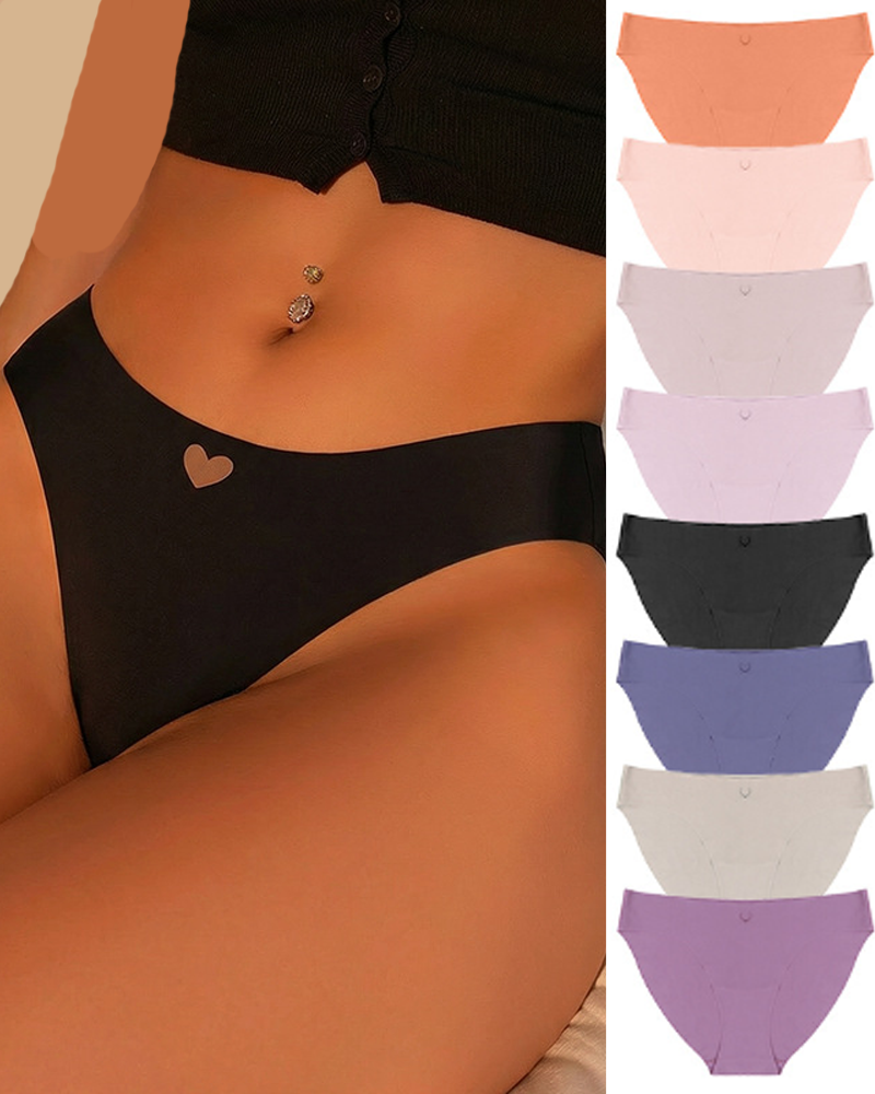 Heart-Shaped Seamless Breathable High-Elastic Ice Silk Low-Waisted Underwear