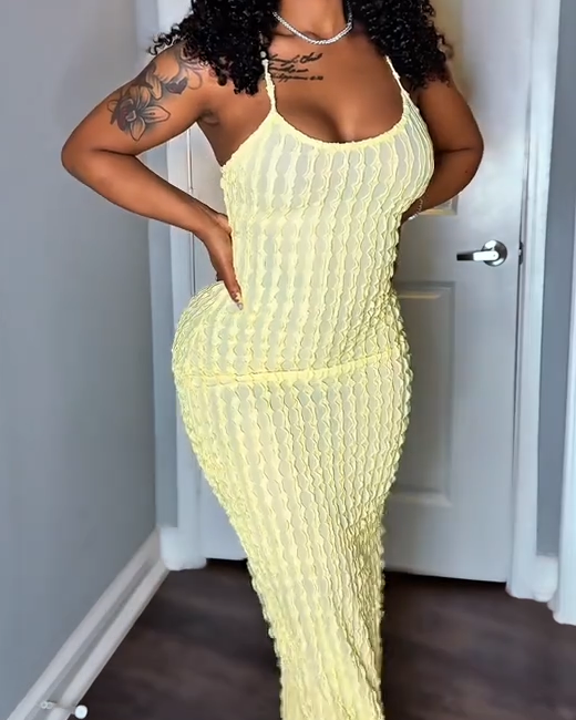 Women's Solid Criss Cross Backless Frill