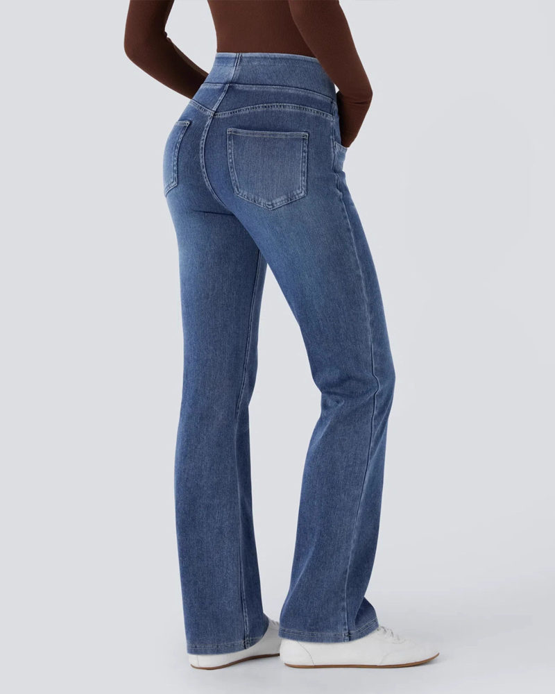 High-Waisted Straight-Leg Stretch Jeans-Curvy-Faja