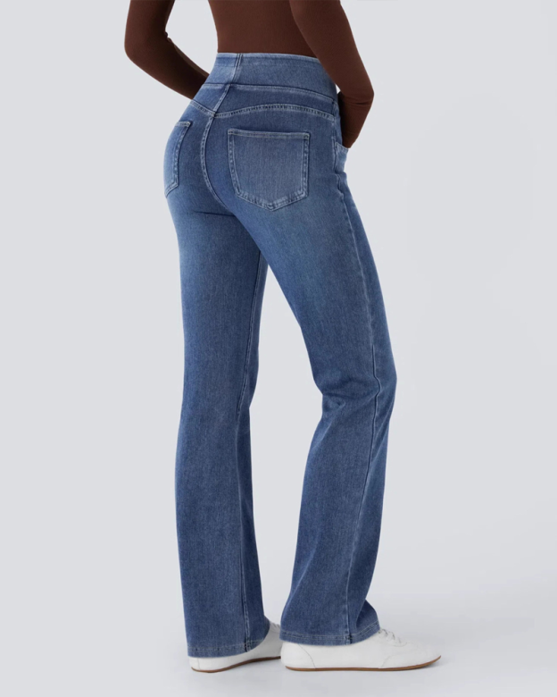 High-Waisted Straight-Leg Stretch Jeans-Curvy-Faja