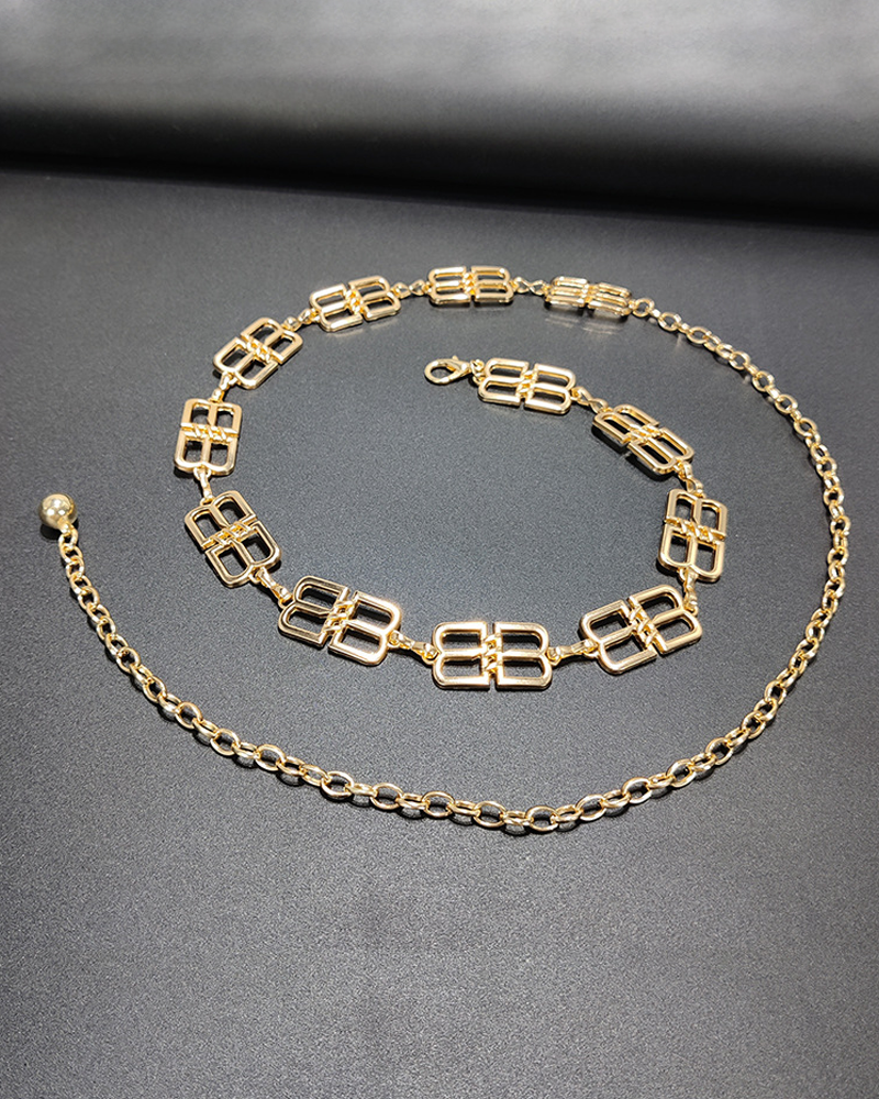 Metal Embellishments Paired Waist Chain