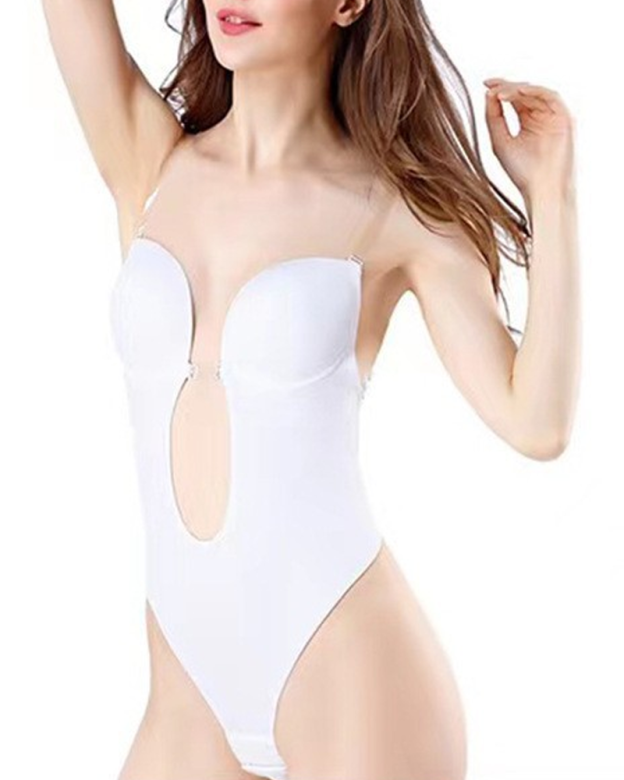 Invisible Shoulder Strap Push-Up Bodysuit