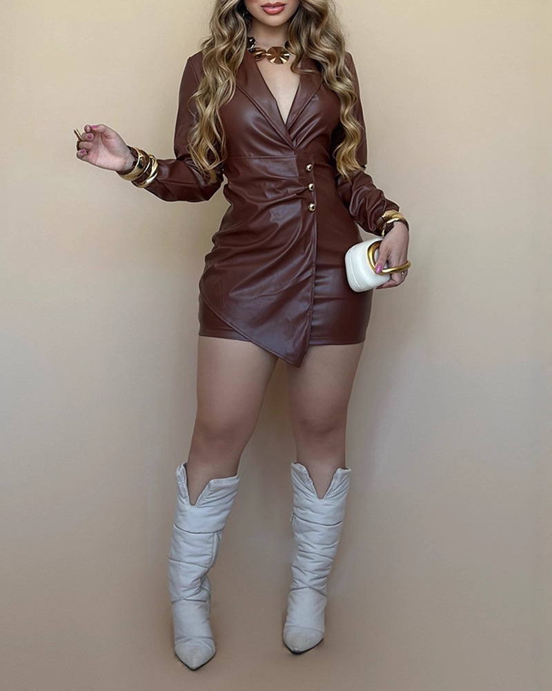 PU Leather Slim-Fit Bodycon Dress