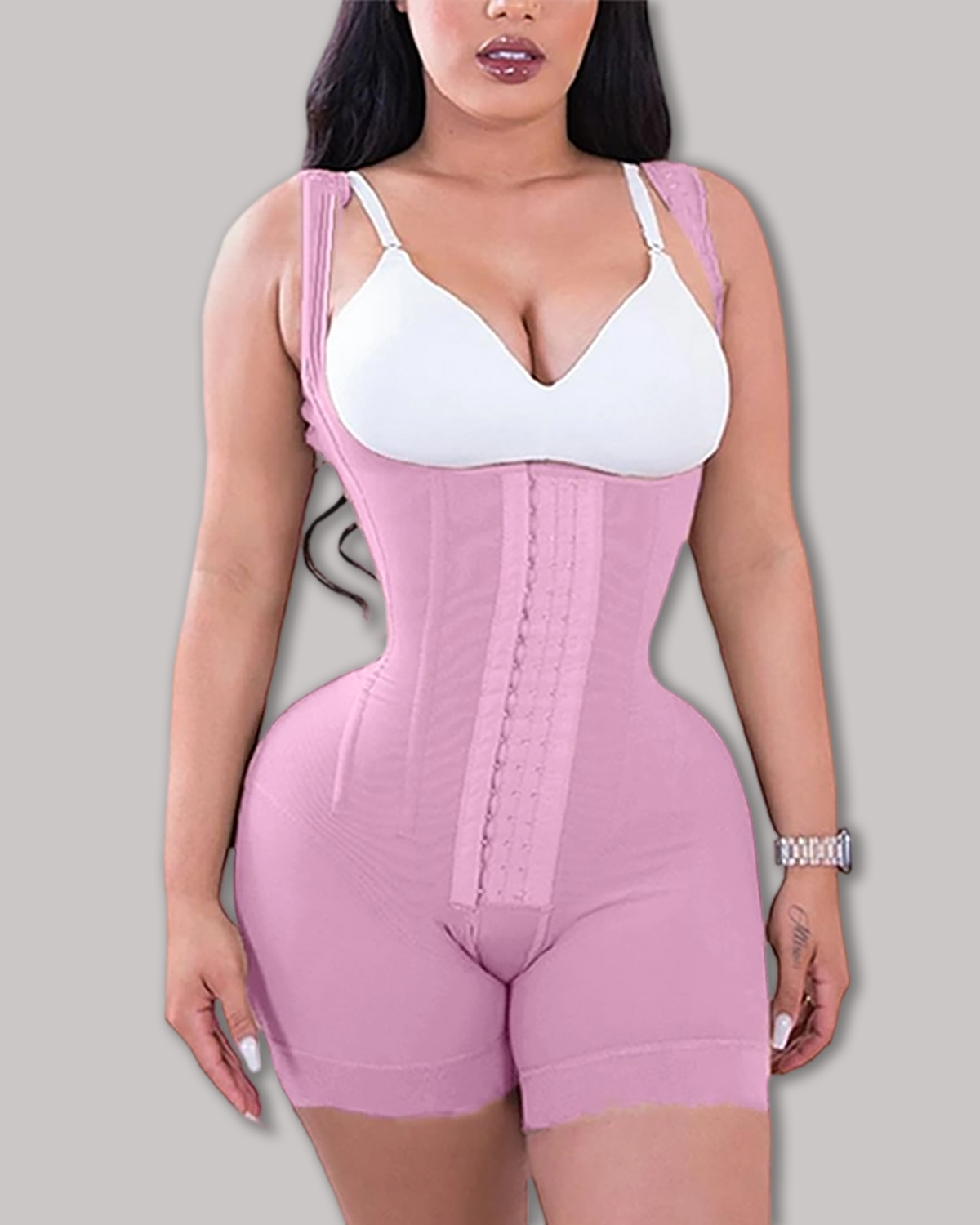 High Double Compression Garment Abdomen Control Hook And Eye Closure Tummy Control Adjustable Bodysuit-Curvy-Faja
