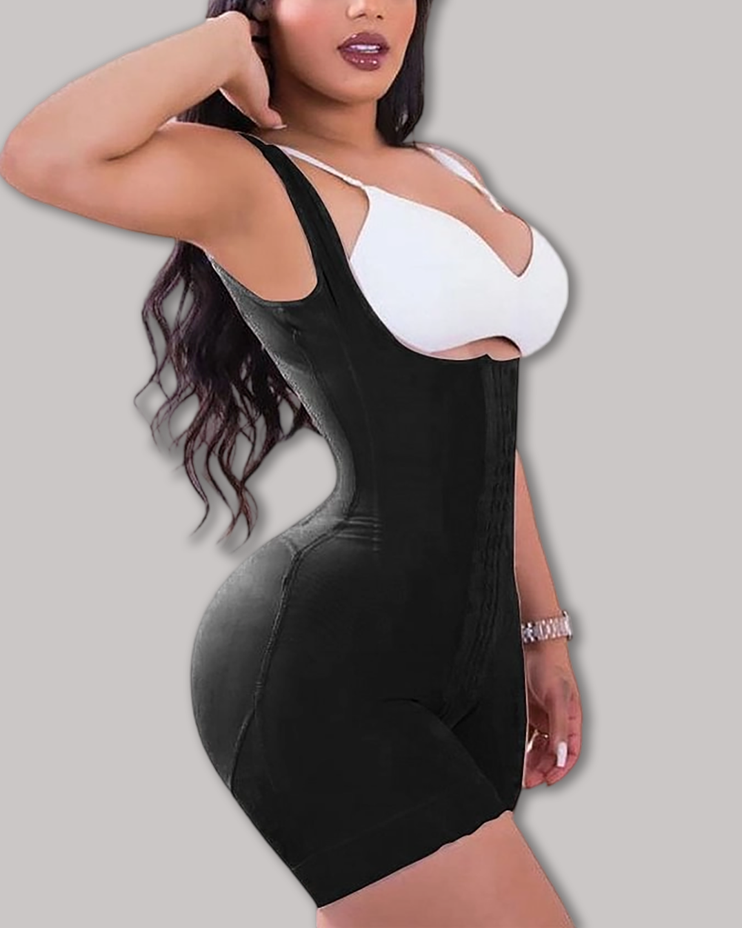 High Double Compression Garment Abdomen Control Hook And Eye Closure Tummy Control Adjustable Bodysuit-Curvy-Faja