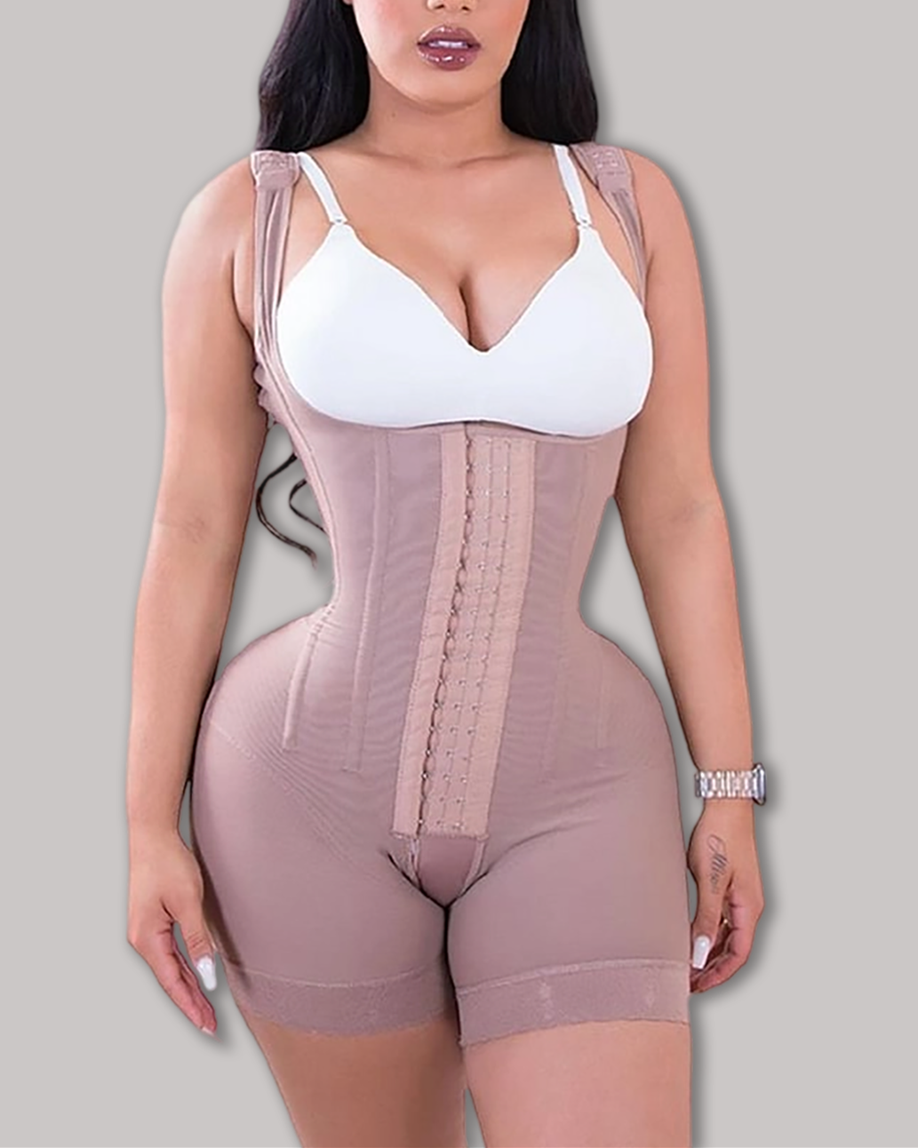 High Double Compression Garment Abdomen Control Hook And Eye Closure Tummy Control Adjustable Bodysuit-Curvy-Faja