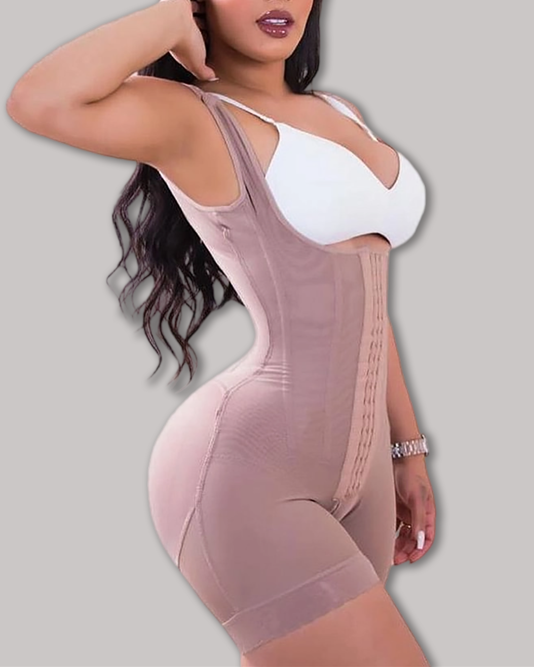 High Double Compression Garment Abdomen Control Hook And Eye Closure Tummy Control Adjustable Bodysuit-Curvy-Faja