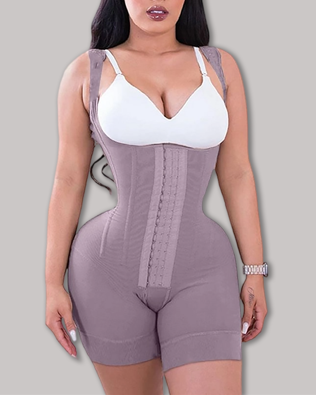 High Double Compression Garment Abdomen Control Hook And Eye Closure Tummy Control Adjustable Bodysuit-Curvy-Faja