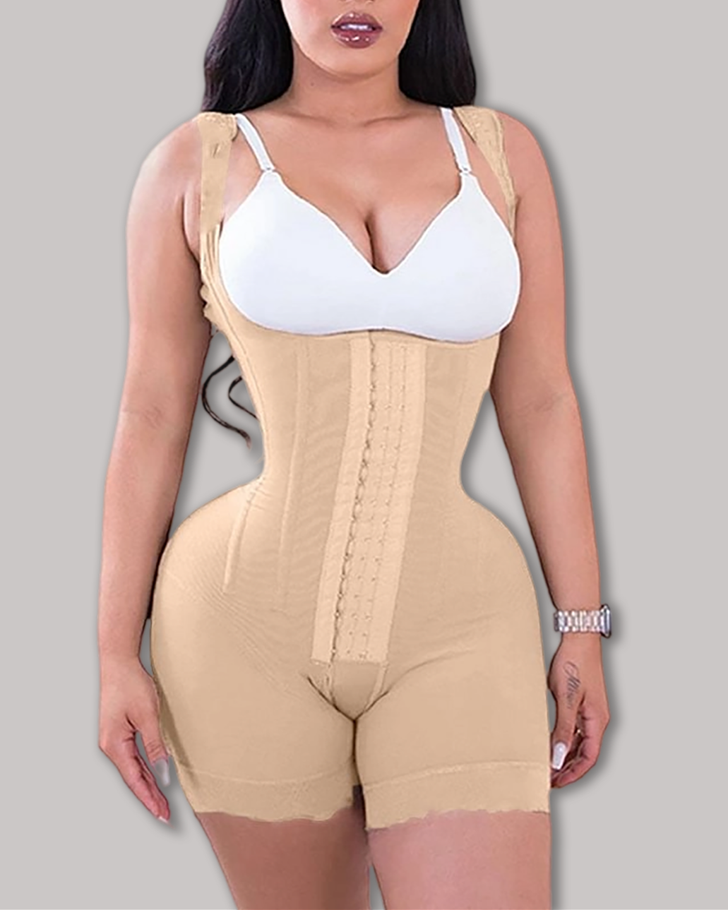High Double Compression Garment Abdomen Control Hook And Eye Closure Tummy Control Adjustable Bodysuit-Curvy-Faja