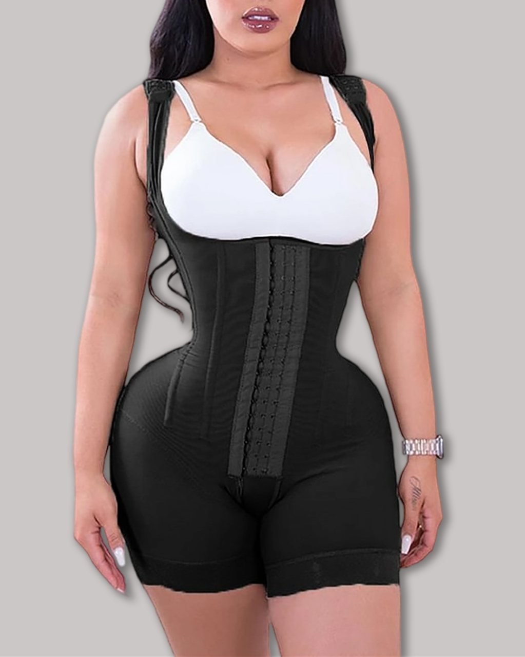 High Double Compression Garment Abdomen Control Hook And Eye Closure Tummy Control Adjustable Bodysuit-Curvy-Faja
