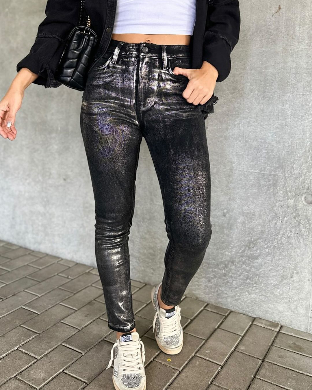 Metallic Black Skinny Jeans