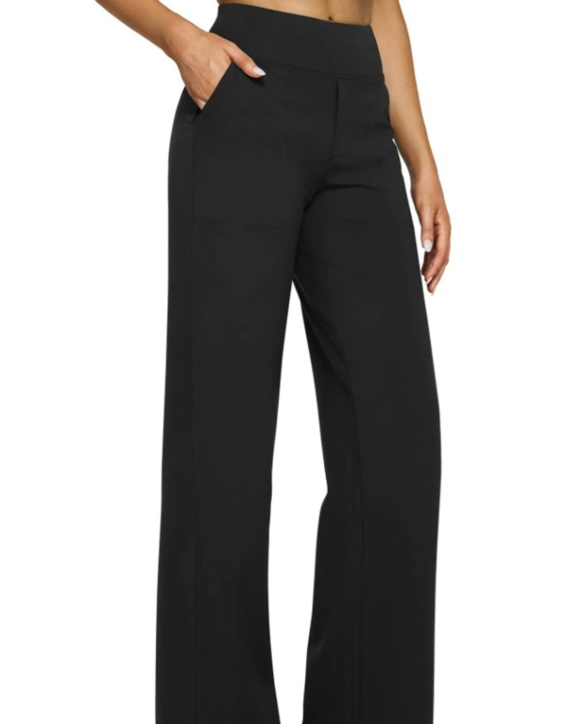 Casual High-Waisted Straight-Leg Yoga Pants with Loose Pockets-Curvy-Faja