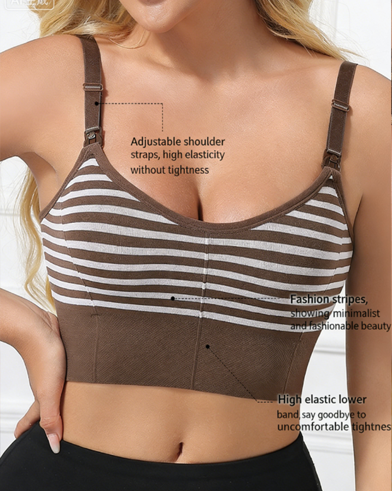 Adjustable Shoulder Straps Seamless Double-Layer Soft Support Nursing Bra