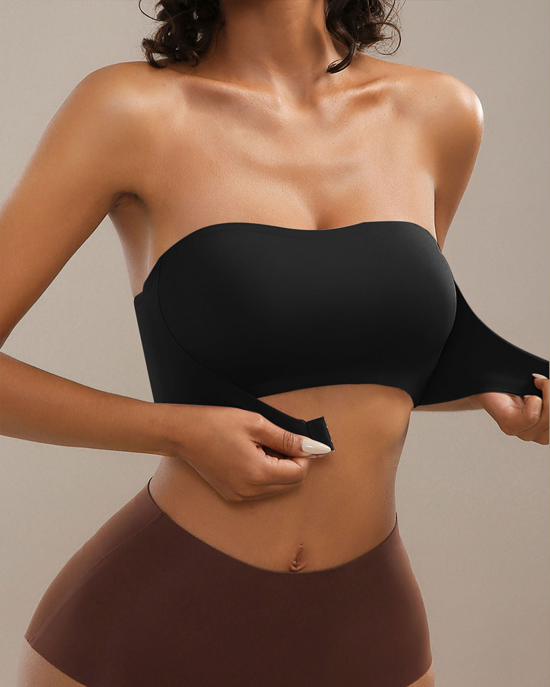 Strapless Front-Fastening Push-Up Wire-Free Bra
