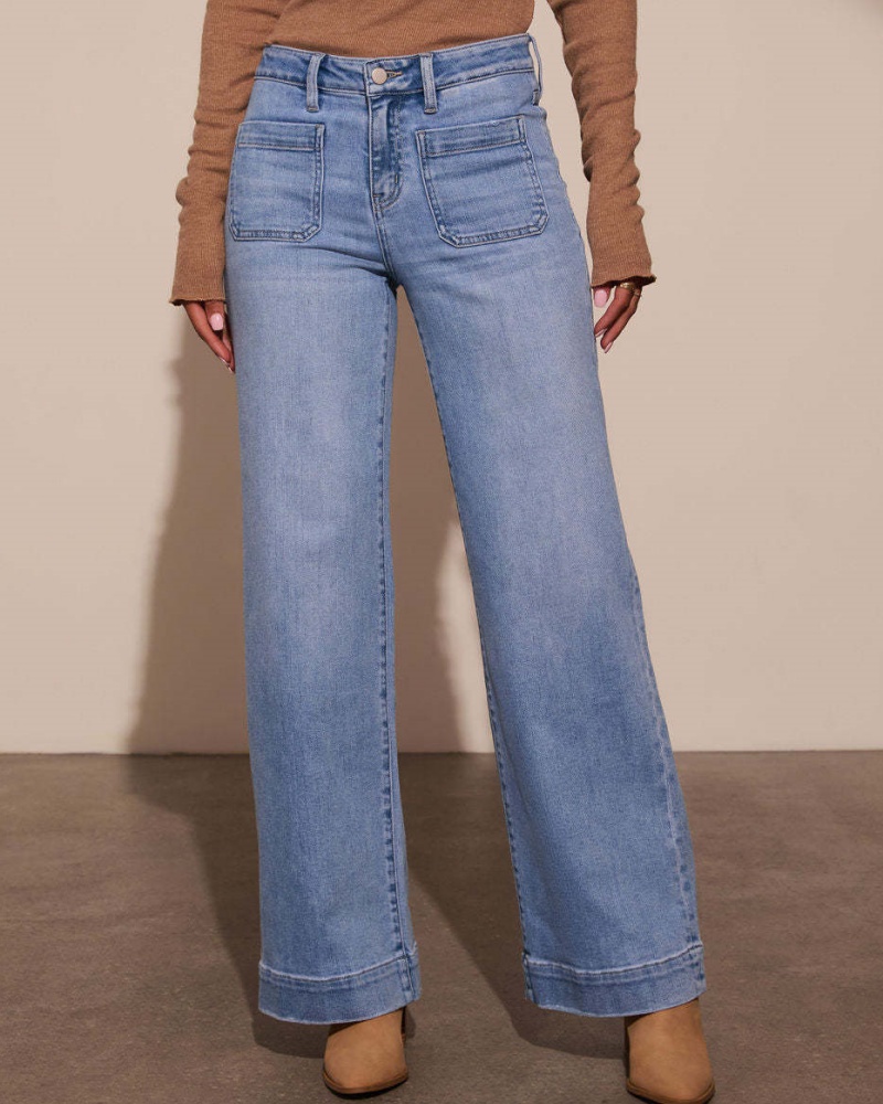 Astylish Women's Wide Leg Jeans High Waisted Stretchy Straight Leg Jeans Loose Trendy Denim Pants wi