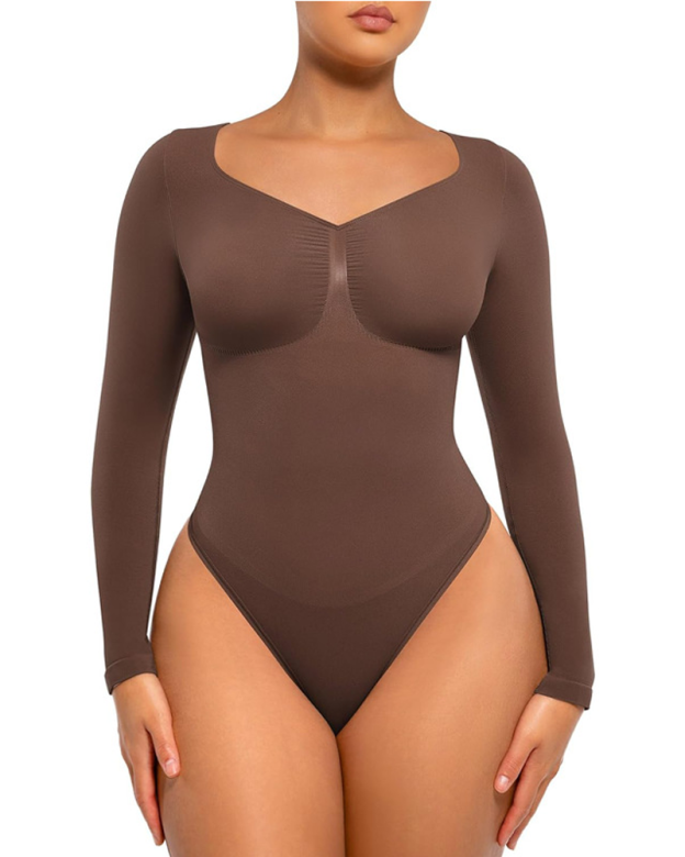 Long Sleeved Hip Lifting Seamless Body Shaping Bodysuit