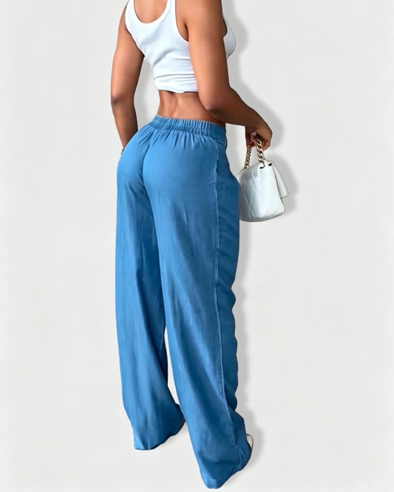 High-Waisted Pleated Wide-Leg Casual Pants（Pre-Sale）