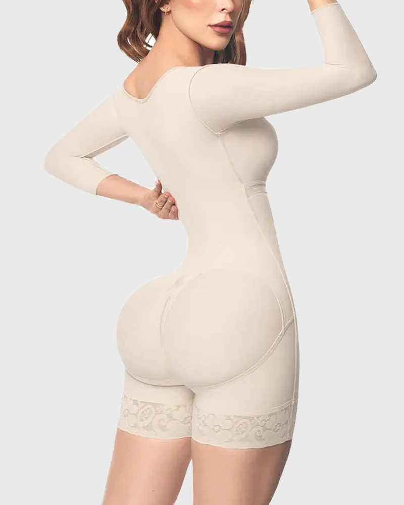 Colombian Long Sleeve Mid-Length Lace Body Shaper（Pre-Sale）